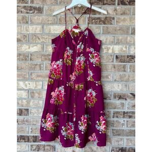 American Eagle Babydoll Dress Women Purple Floral Sleeveless Flirty Sz 4